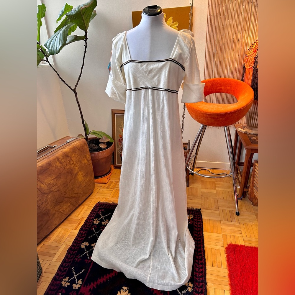 70s Vintage Gauzy Cotton Summer Maxi Dress - Picture 1 of 6